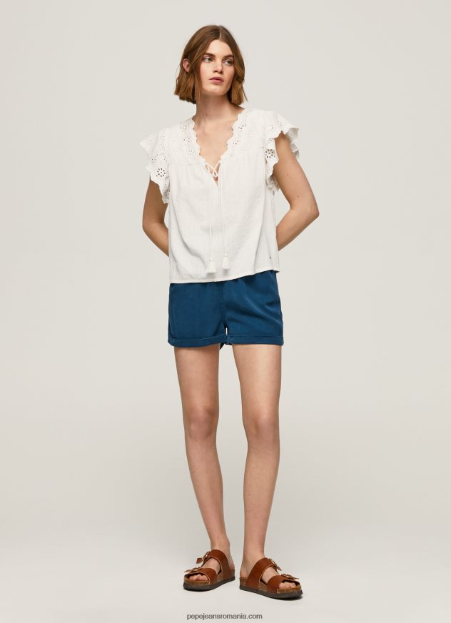 bluză din bumbac cu detalii ajurate femei Pepe Jeans mousse 6Z0R46342