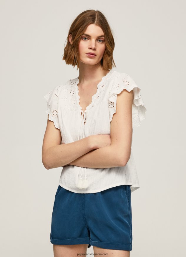 bluză din bumbac cu detalii ajurate femei Pepe Jeans mousse 6Z0R46342