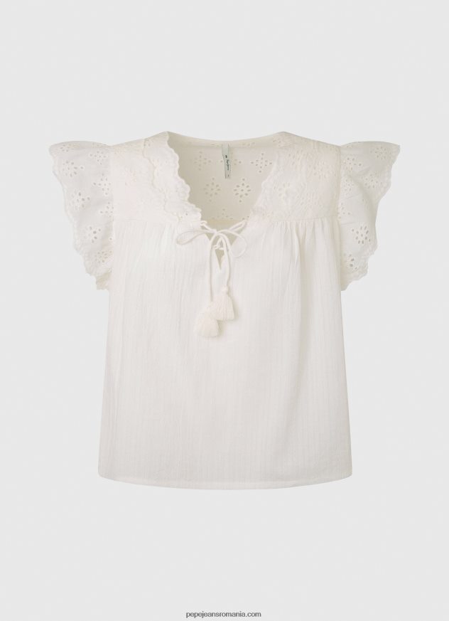 bluză din bumbac cu detalii ajurate femei Pepe Jeans mousse 6Z0R46342