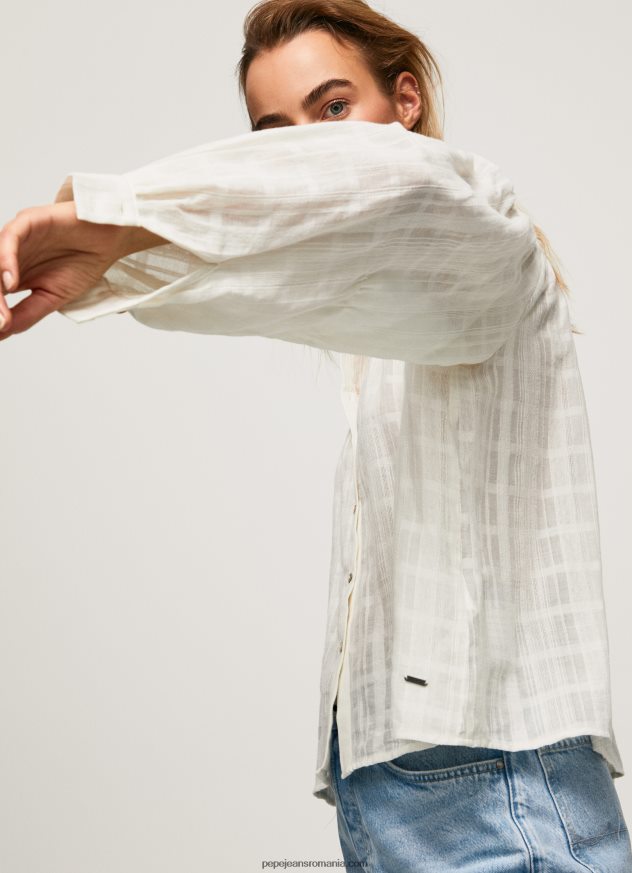 bluză dobby din bumbac cu guler mao femei Pepe Jeans mousse 6Z0R46362