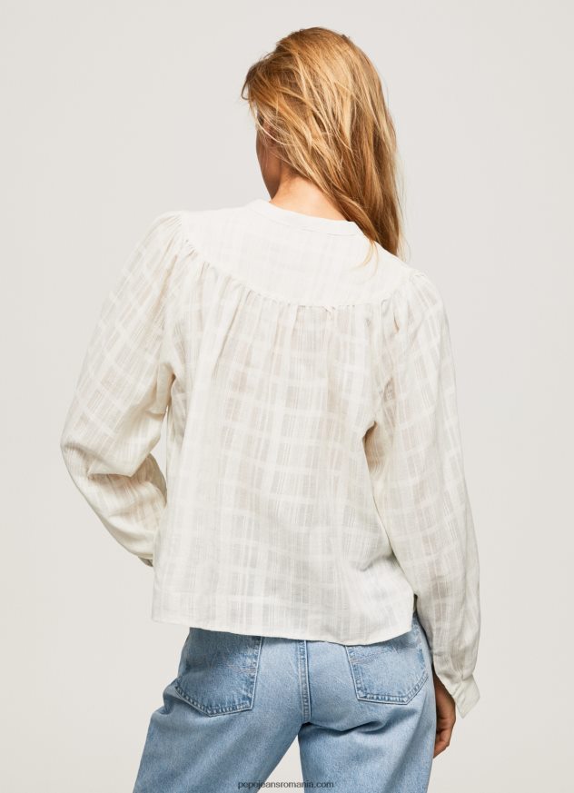 bluză dobby din bumbac cu guler mao femei Pepe Jeans mousse 6Z0R46362