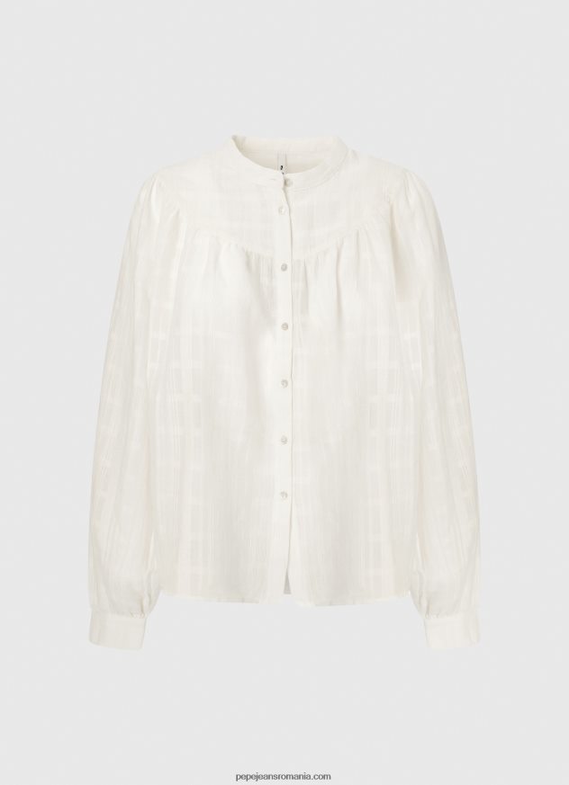 bluză dobby din bumbac cu guler mao femei Pepe Jeans mousse 6Z0R46362