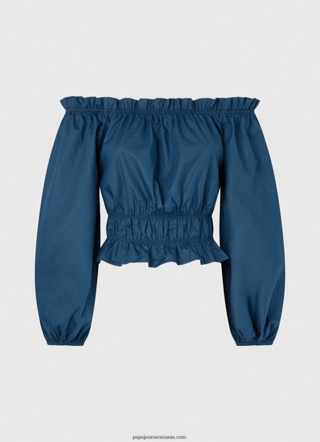 top cropped din popelin de bumbac femei Pepe Jeans ocean 6Z0R46360