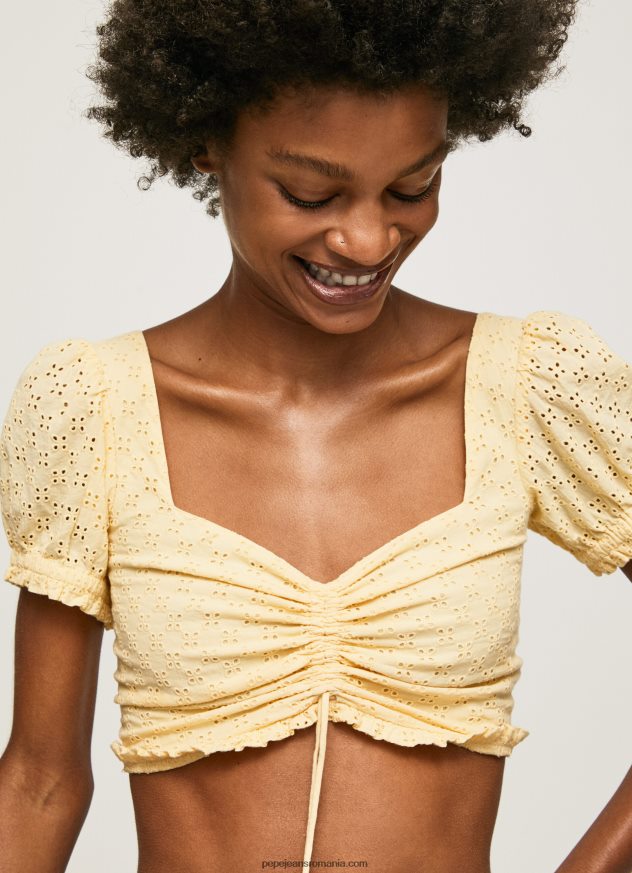 top din bumbac cu detalii ajurate femei Pepe Jeans strălucire 6Z0R46331