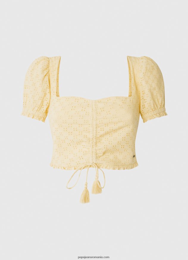 top din bumbac cu detalii ajurate femei Pepe Jeans strălucire 6Z0R46331