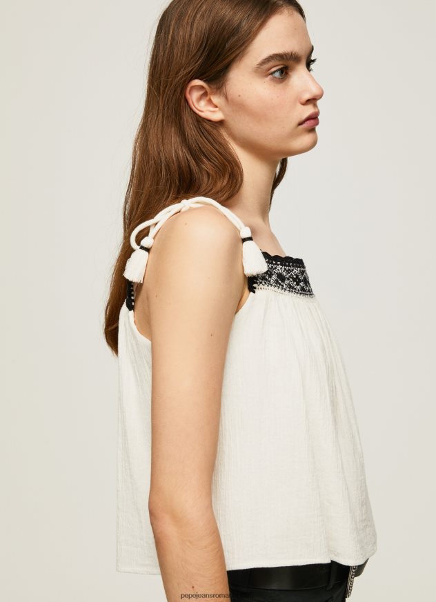 top din bumbac cu detalii croșetate femei Pepe Jeans mousse 6Z0R46335