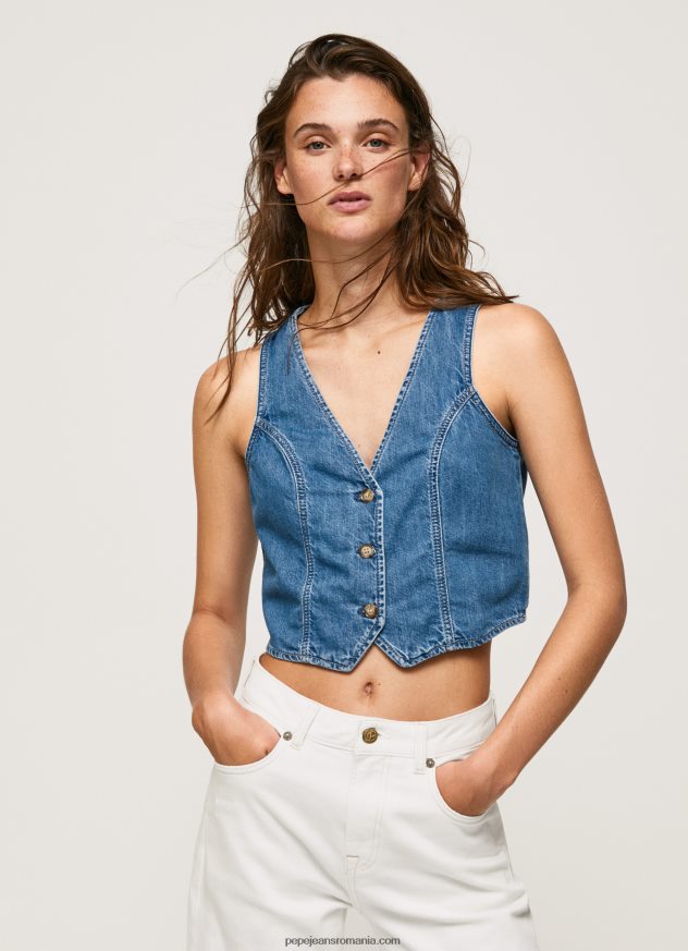vestă din denim cropped fit femei Pepe Jeans denim 6Z0R46319