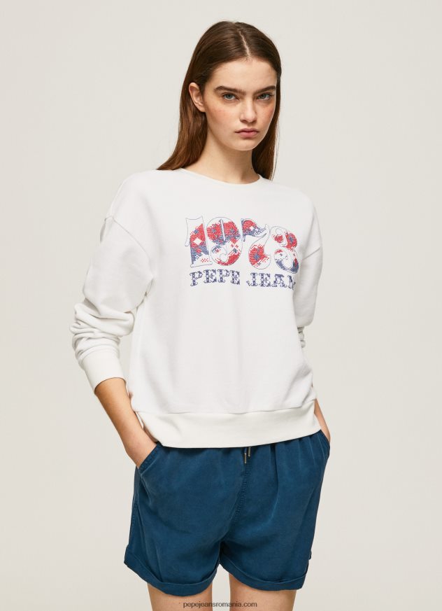 Hanorac de pluș cu logo 1973 femei Pepe Jeans alb 6Z0R46280