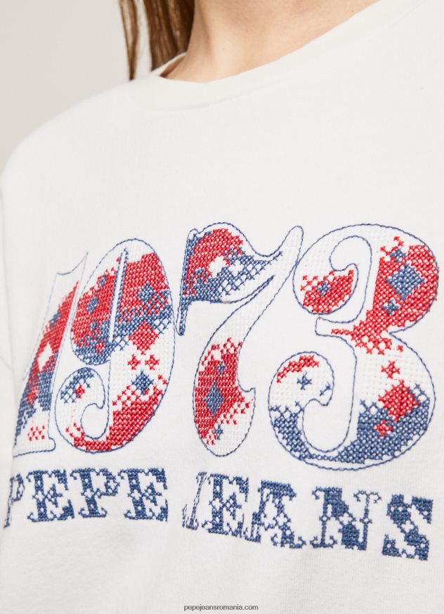 Hanorac de pluș cu logo 1973 femei Pepe Jeans alb 6Z0R46280