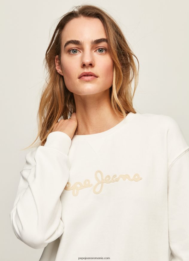 pulover cu logo imprimat femei Pepe Jeans alb 6Z0R46286