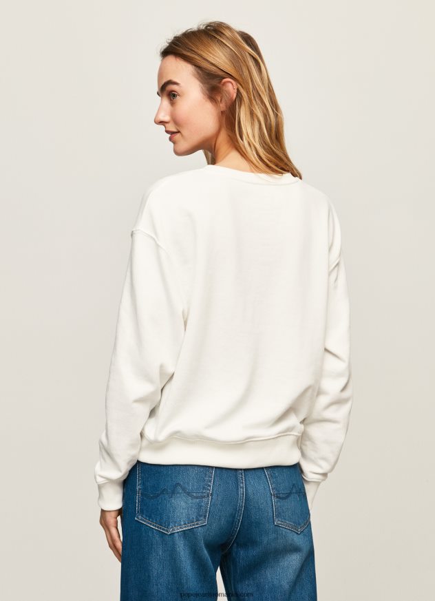 pulover cu logo imprimat femei Pepe Jeans alb 6Z0R46286