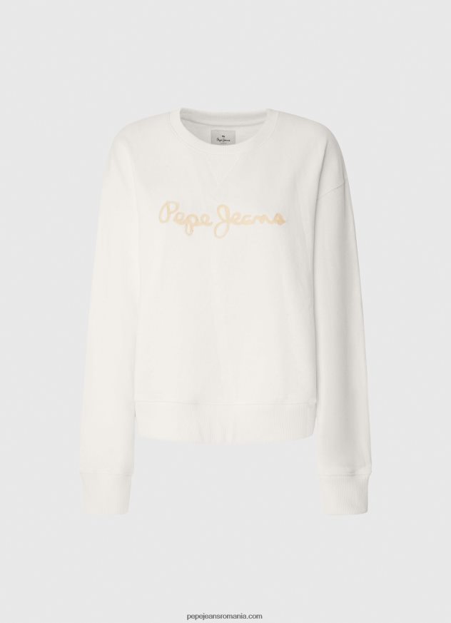 pulover cu logo imprimat femei Pepe Jeans alb 6Z0R46286