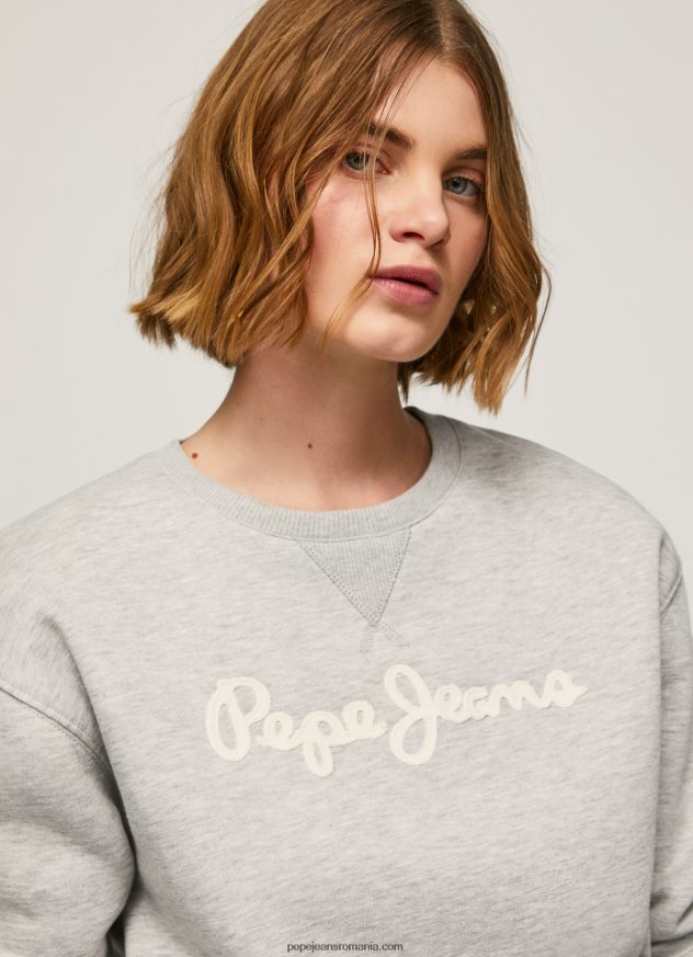 pulover cu logo imprimat femei Pepe Jeans marnă cenușie 6Z0R46267