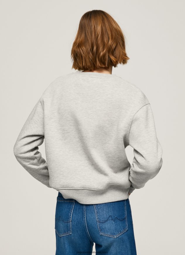 pulover cu logo imprimat femei Pepe Jeans marnă cenușie 6Z0R46267