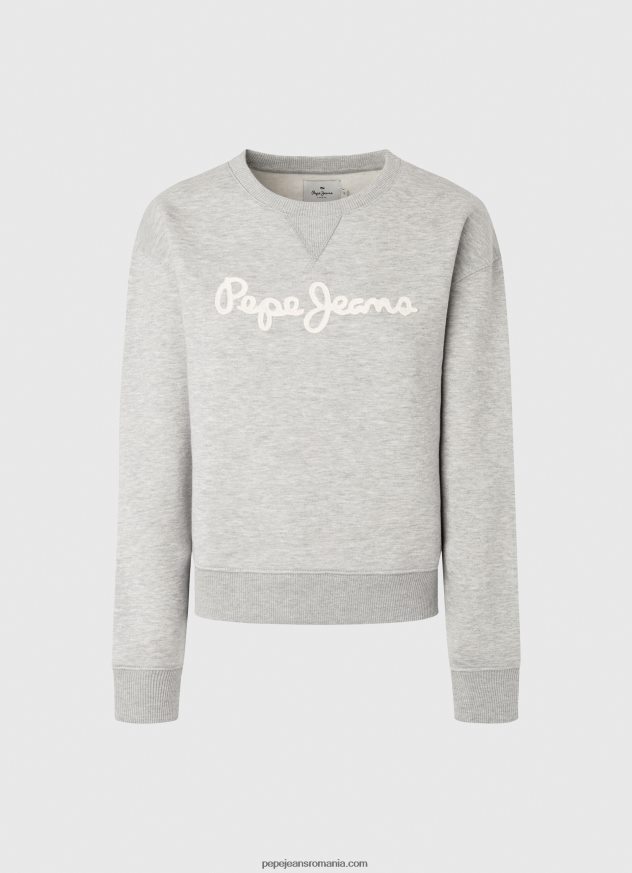 pulover cu logo imprimat femei Pepe Jeans marnă cenușie 6Z0R46267