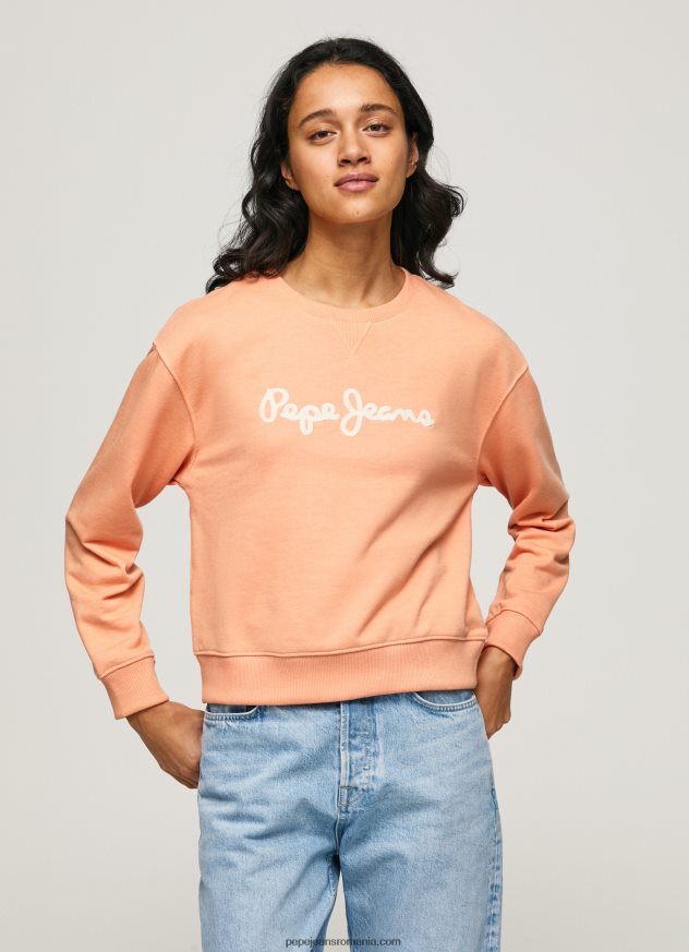 pulover cu logo imprimat femei Pepe Jeans piersică 6Z0R46274