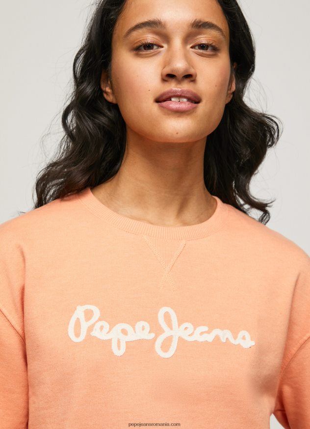 pulover cu logo imprimat femei Pepe Jeans piersică 6Z0R46274