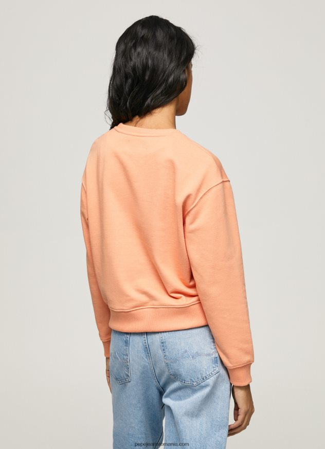 pulover cu logo imprimat femei Pepe Jeans piersică 6Z0R46274