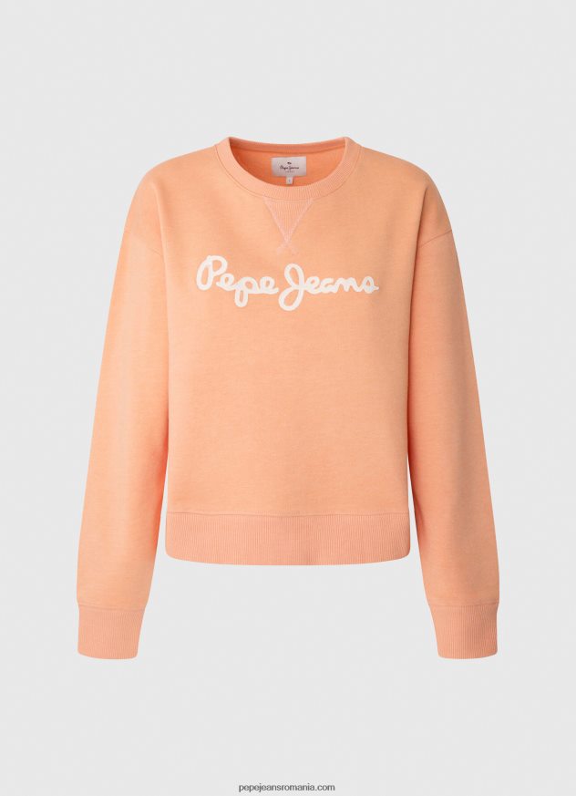 pulover cu logo imprimat femei Pepe Jeans piersică 6Z0R46274