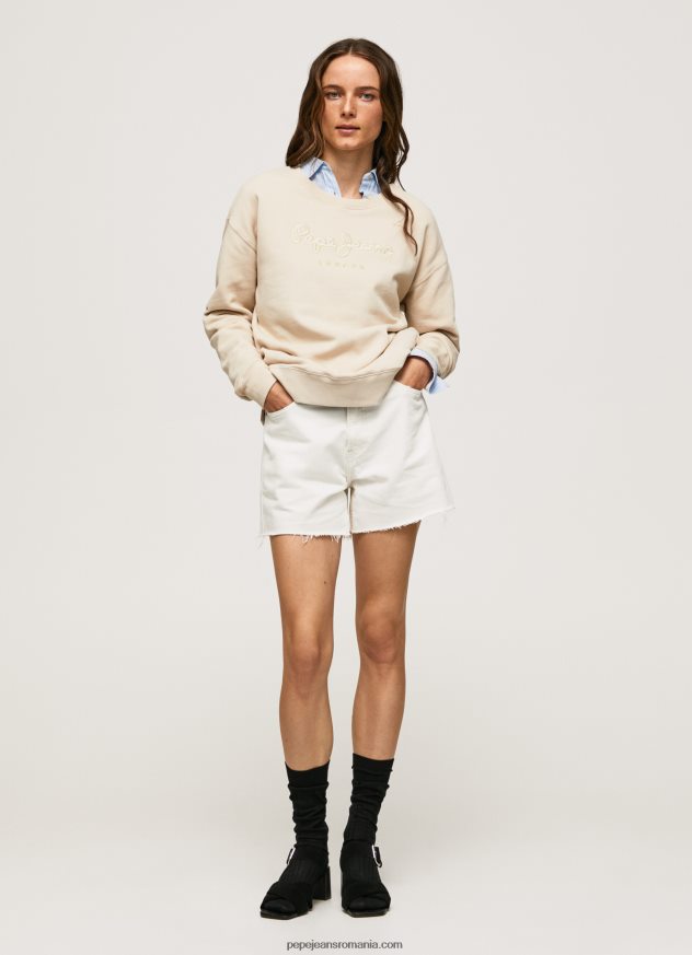pulover din bumbac brodat femei Pepe Jeans piele de bivol 6Z0R46272