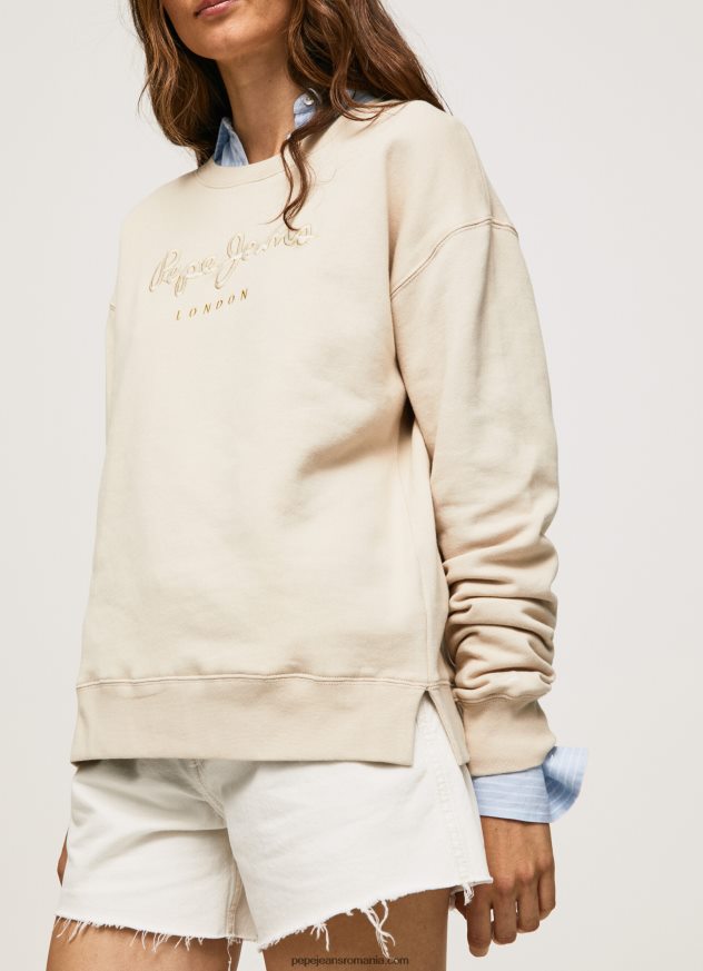pulover din bumbac brodat femei Pepe Jeans piele de bivol 6Z0R46272