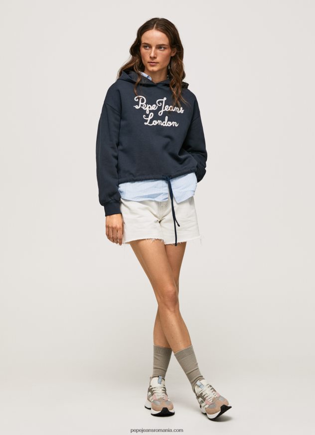 pulover din bumbac cu logo brodat femei Pepe Jeans dulwich 6Z0R46268