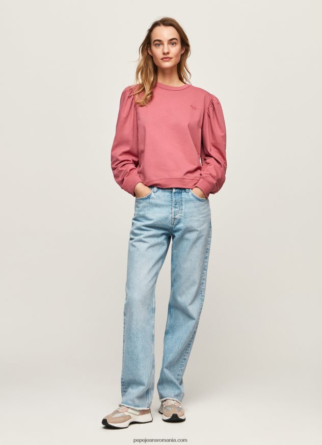 pulover din bumbac cu logo brodat femei Pepe Jeans fard de obraz închis 6Z0R46278