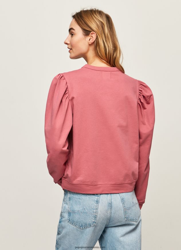 pulover din bumbac cu logo brodat femei Pepe Jeans fard de obraz închis 6Z0R46278