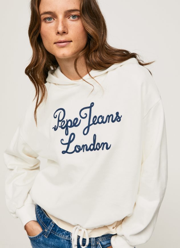 pulover din bumbac cu logo brodat femei Pepe Jeans mousse 6Z0R46269