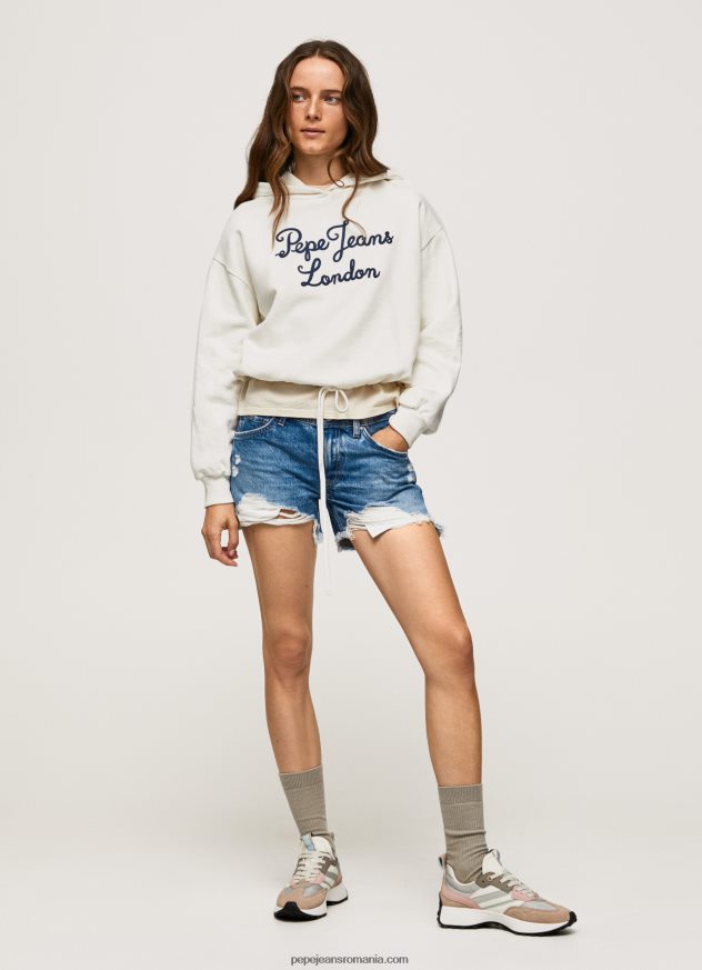 pulover din bumbac cu logo brodat femei Pepe Jeans mousse 6Z0R46269