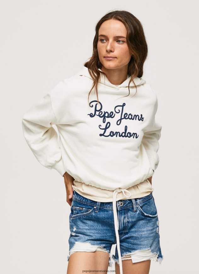 pulover din bumbac cu logo brodat femei Pepe Jeans mousse 6Z0R46269