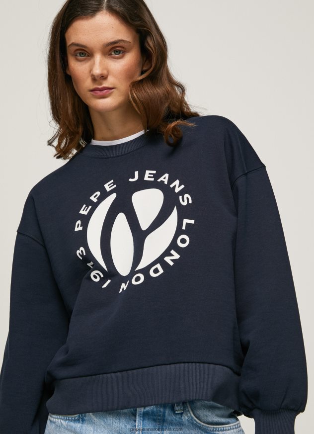 pulover din bumbac cu logo circular femei Pepe Jeans dulwich 6Z0R46279