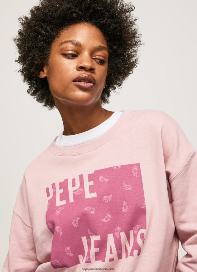 pulover din bumbac cu logo femei Pepe Jeans roz tulbure 6Z0R46285