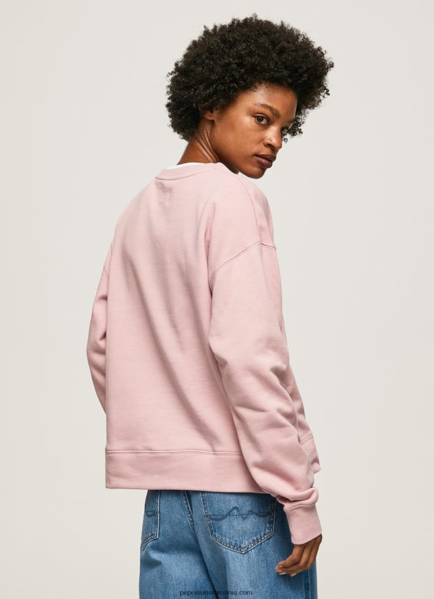 pulover din bumbac cu logo femei Pepe Jeans roz tulbure 6Z0R46285