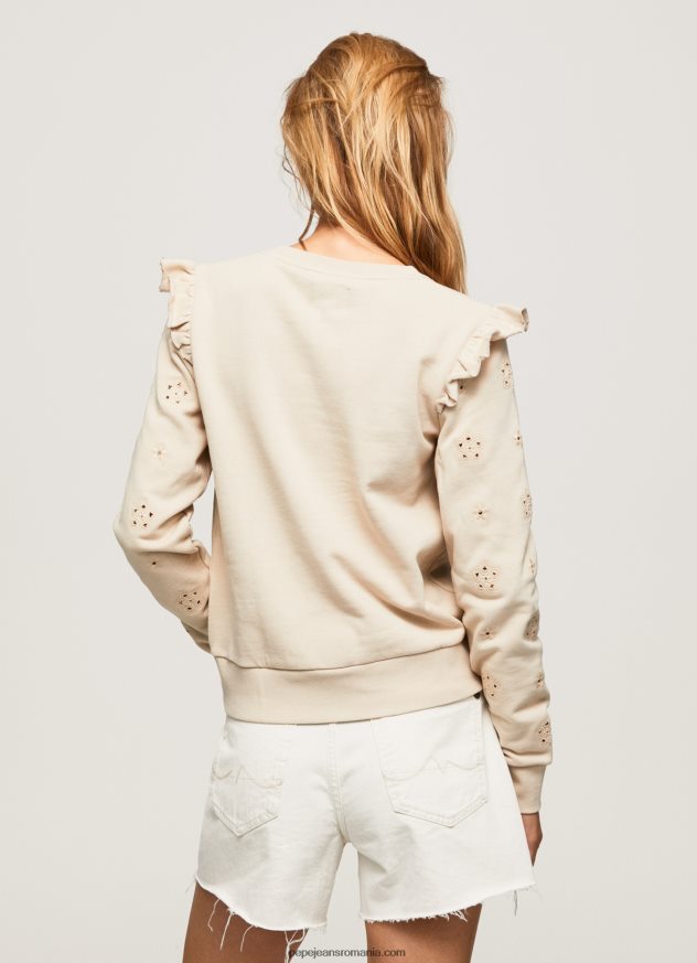 pulover din bumbac cu volane femei Pepe Jeans piele de bivol 6Z0R46284