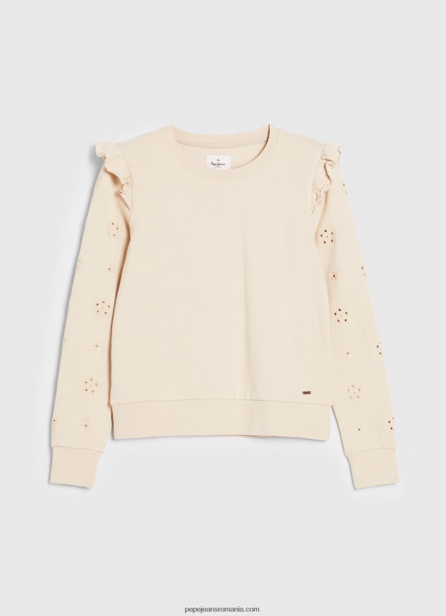 pulover din bumbac cu volane femei Pepe Jeans piele de bivol 6Z0R46284