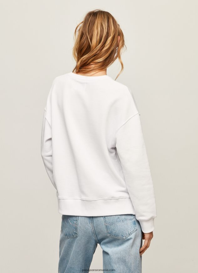 pulover din bumbac union jack femei Pepe Jeans alb 6Z0R46266