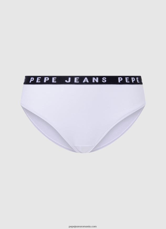 chiloți clasici cu logo imprimat femei Pepe Jeans alb 6Z0R46537