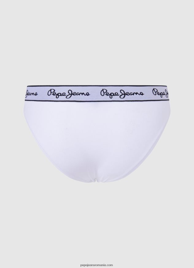 chiloți clasici cu logo imprimat femei Pepe Jeans alb 6Z0R46542