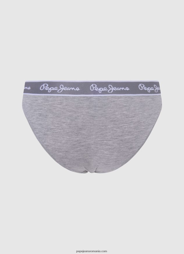 chiloți clasici cu logo imprimat femei Pepe Jeans marnă cenușie 6Z0R46546