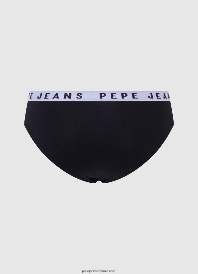 chiloți clasici cu logo imprimat femei Pepe Jeans negru 6Z0R46539