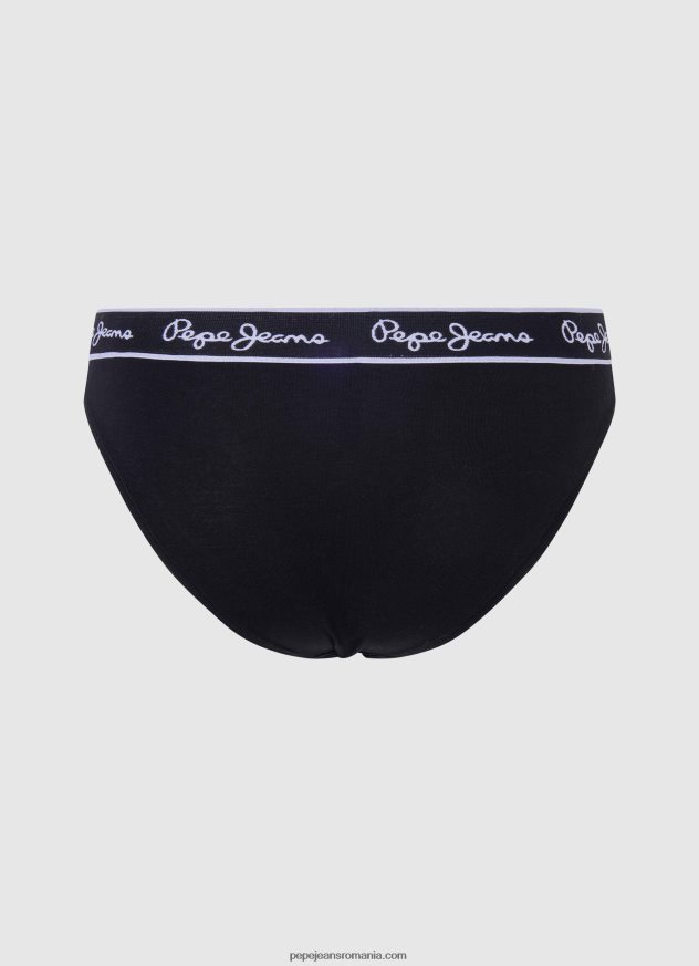 chiloți clasici cu logo imprimat femei Pepe Jeans negru 6Z0R46550