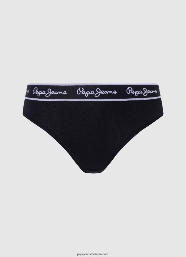 chiloți clasici cu logo imprimat femei Pepe Jeans negru 6Z0R46550