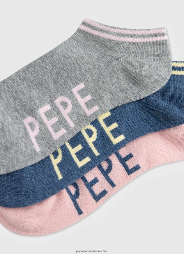 șosete sandi pachet de 3 femei Pepe Jeans roz pal 6Z0R46555