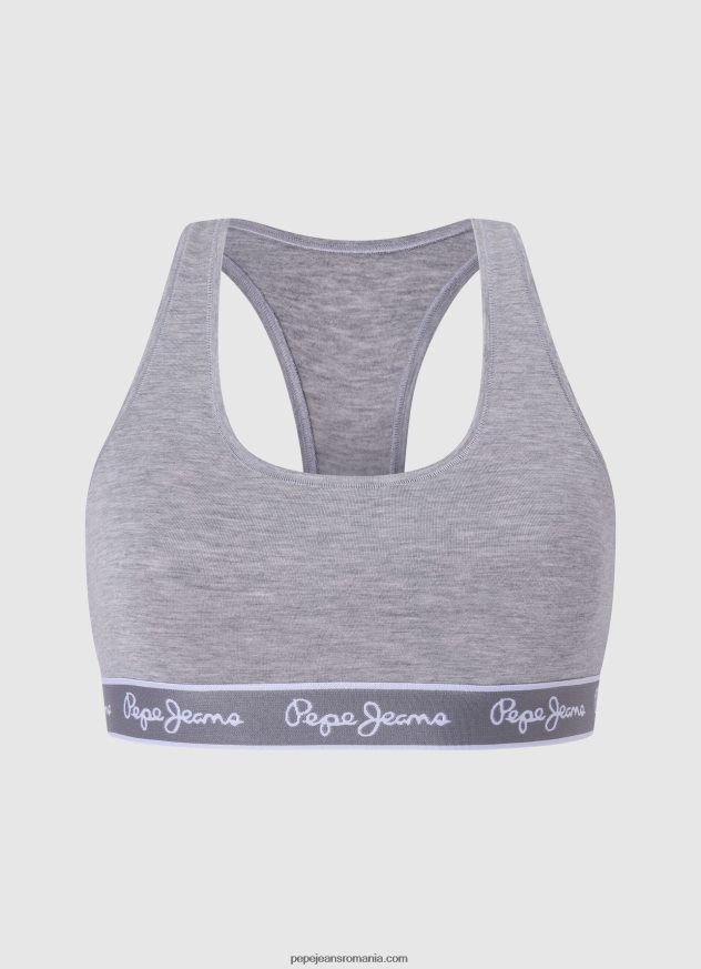 sutien sport din bumbac femei Pepe Jeans marnă cenușie 6Z0R46544