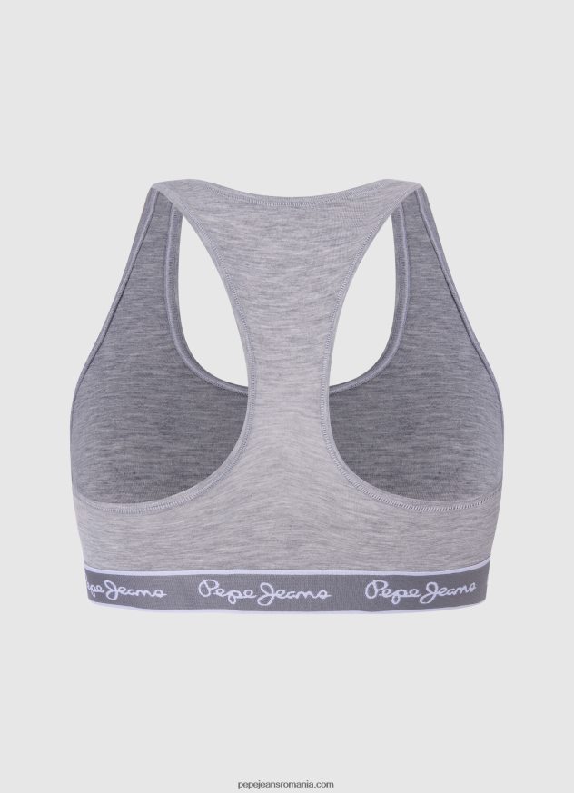 sutien sport din bumbac femei Pepe Jeans marnă cenușie 6Z0R46544