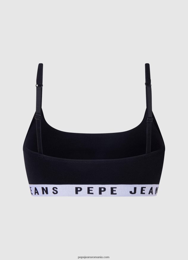 sutien sport din bumbac femei Pepe Jeans negru 6Z0R46567