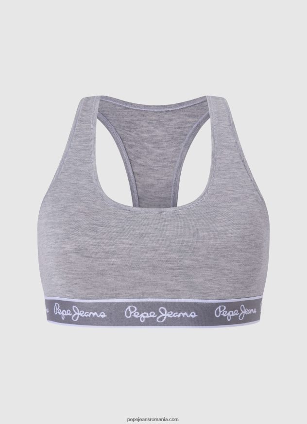 tanga clasica cu logo imprimat femei Pepe Jeans marnă cenușie 6Z0R46545