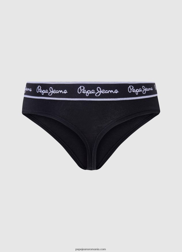 tanga clasica cu logo imprimat femei Pepe Jeans negru 6Z0R46549