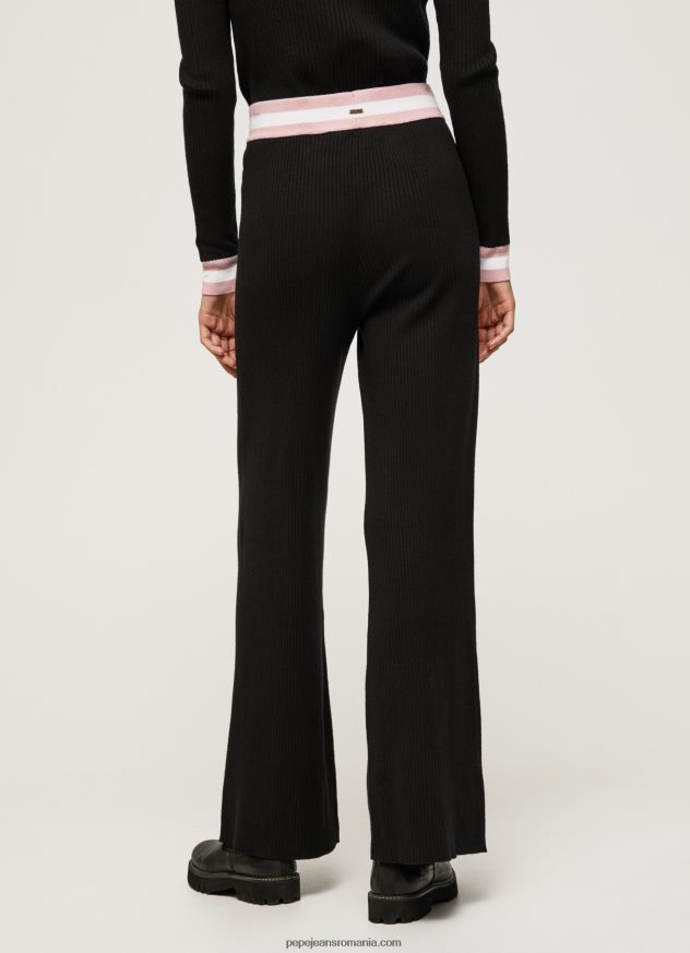 pantaloni din tricot cu nervuri femei Pepe Jeans negru 6Z0R46306